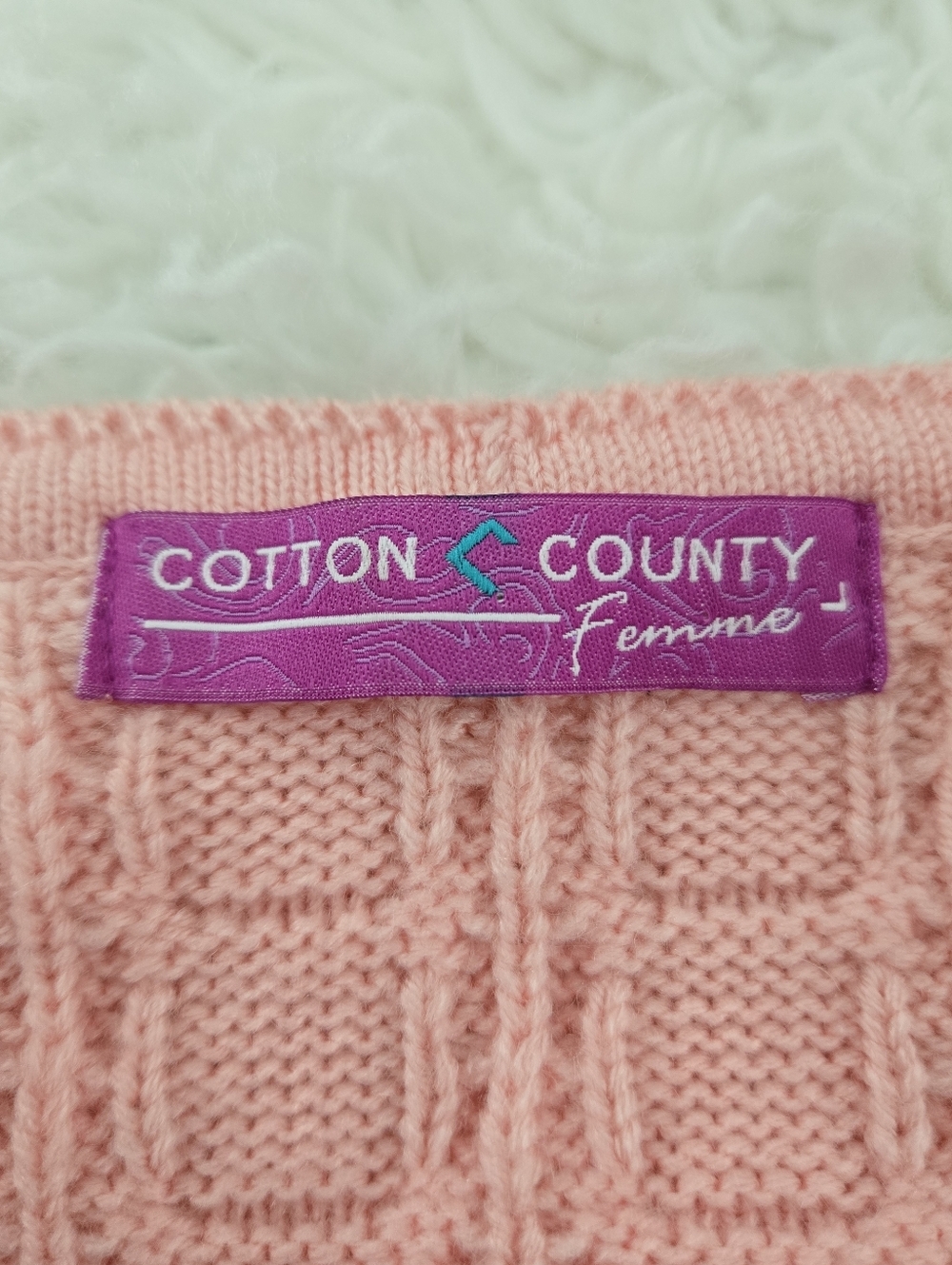 Cotton County Femme pink cottagecore cardigan sweater. Size Large - Picture 7 of 7